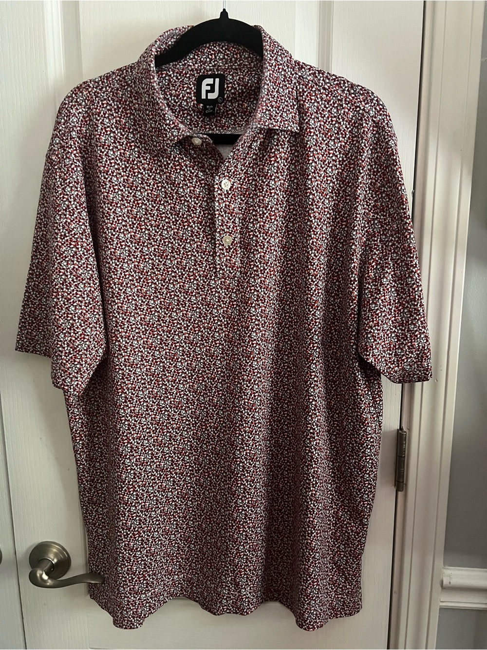 FootJoy Red and White Microprint Performance Polo
